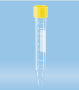 Produkt Rör med gul skruvkork PP 11mL 16x100mm koniskt S