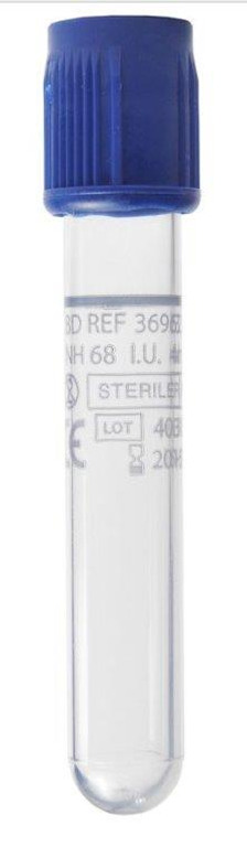 Produkt Vakuumrör utan gel, mörkblå, 5/4mL med Na-Heparin